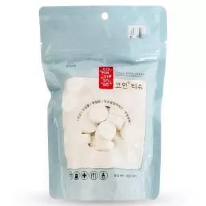 PnT 코인티슈 지퍼100 (2428) 압축티슈 휴대 물티슈 용 물휴지 건티슈