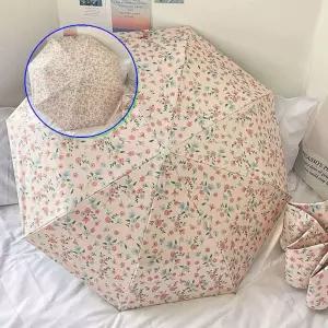 쌍문상회 자외선차단우산 2단자동양산 여성 플라워 패턴 미니 사이즈 암막