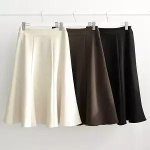 [옷자락]여성 겨울 데일리룩 플레어 기모 롱스커트