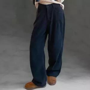 [옷자락]여성 겨울 기모 와이드 벌룬핏 뒷밴딩 면 핀턱 바지