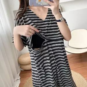 여름 반팔 시원한 산후 수유 티 외출 복 원피스 편한 잠옷