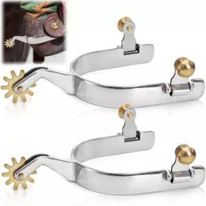 아크시오 2팩 호스 스퍼스 기어 코퍼 로울이 장착된 스테인리스 스틸 스타일의 부츠 웨스턴 카우보이 승마