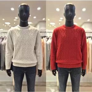 매장정품 BASSO 바쏘 FW 순모 꽈배기 남성 라운드넥 니트 2종 택1[아이보리레드] 1363615