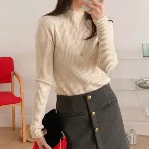 [옷자락]여자 골지티셔츠 슬림핏 하이넥 긴팔 이너 겨울 니트