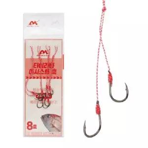 dk 타이라바 롱 어시스트 훅 8호 4개입 참돔바늘