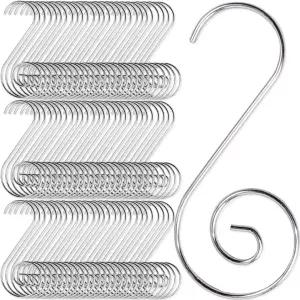 TIHOOD 200PCS 2인치 장식 후크 크리스마스 행거 트리 볼 메탈 S 실버