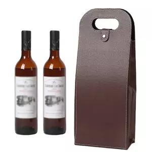 [하프클럽/브이와이]PU가죽 브라운 와인 와인가방 캐리어 가방 2구