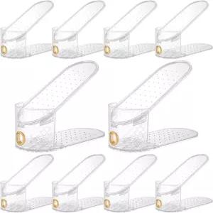 키퍼베스트 10개 신발 슬롯 더블 레이어 정리함 2단계 조절 가능한 스태커 캐비닛 50 공간 절약 미끄럼