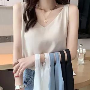 민소매블라우스 여성 데일리 차르르 브이넥 민소매 티셔츠