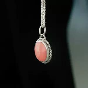 [제이로렌]바이데이지 라운드 산호 실버 목걸이 Bn0612