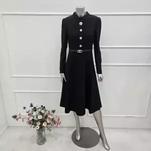 [미니멈]MYDAWO0270BK 버튼 플레어 원피스