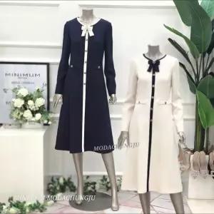 [미니멈]MD 라인 배색 버튼 플레어 원피스 MD MM1AGWO1950