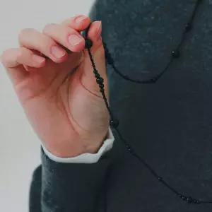 [제이로렌]제이로렌 오닉스 그라데이션 롱 실버 목걸이 N01246