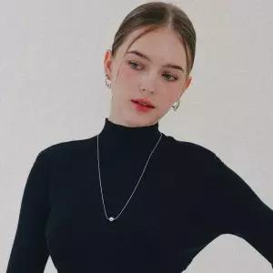 [제이로렌]제이로렌 실버볼 비딩 체인 롱 목걸이 N01234