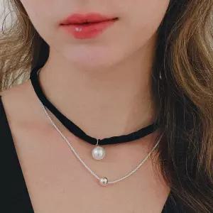 [제이로렌]제이로렌 실버볼 니트체인 크런치 목걸이 N01237