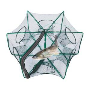 게 잡이망, 접이식 어망, 다기능 피시 트랩 경량 6구식 설계도 겸용 가능 접이식으로 보관이 편리 바다낚시 하천 어업 식교육 체험에 반복 사용 가능한 견고함