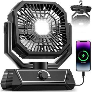 20000mAh 충전식 배터리가 장착된 메리드 휴대용 캠핑 팬, 실내 실외용 USB-C 배터리 구동 팬, 여행, 텐트, 해변, 피크닉, 바비큐, 책상, 가정용 초조용 배터리 작동