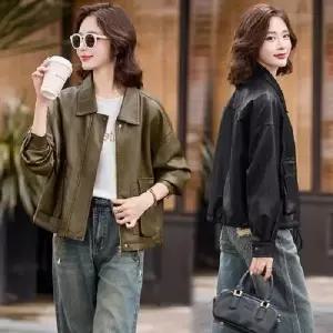 여성용 캐주얼 가죽 자켓 옷 봄가을 빅사이즈 코트 슬림핏 리얼 상의 CH3