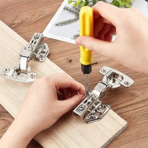 2개 스테인리스 스틸 캐비닛 도어 힌지 유압 댐퍼 버퍼 소프트 클로즈 조용한 옷장 숨김 나사 포함