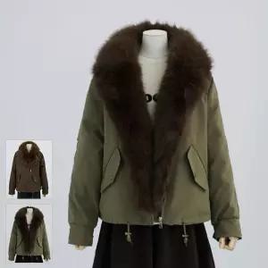 [로코엘라]소엘 여성 페이크퍼 탈부착 패딩 사선 지퍼 점퍼