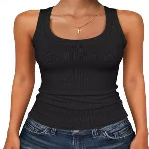 AnRabESS 여성용 민소매 탱크탑 부드러운 신축성 원단 장착 체육관 라운지 오피스를 위한 편안함 다용도