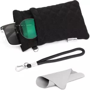 레이러브 더블 글래스 케이스 부드러운 안경 청소용 천 스퀴즈 탑 선글라스 여성 남성용 파우치