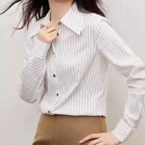 [패션시그널]허리절개 스트라이프 셔츠블라우스 6453A6