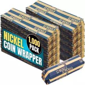 1InTheOffice 니켈 동전 포장지 종이 롤 플랫 튜브형 1000개/박스