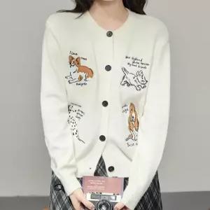 [패션시그널]퍼피캐릭터 라운드넥 가디건 D2AF2C