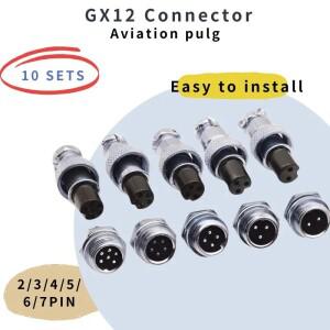 10 Pcs GX12 항공 원형 커넥터 GX12-2Pin 3pin 남성 여성 12MM M12 고정 후면 너트 플러그 및 소켓