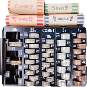 뚜껑이 있는 CO5IN1 미니 동전 분류 트레이 모든 위한 2개의 교환 카운터 정확하고 쉽게 포장 은행 기업