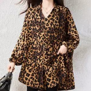 [패션시그널]레오파드패턴 롱블라우스 E6158F