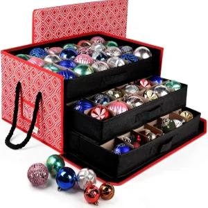 크리스마스 장식품 보관함 칸막이가 있는 정리함 적재 가능한 서랍 3인치 72개의 볼 보관 용기