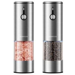 대용량 충전식 전기 소금 및 후추 그라인더 세트 - 슬라이딩 먼지 커버가 있는 USB 충전 포트; LED 라이트-6 조절 가능한 연삭 모드가 자동