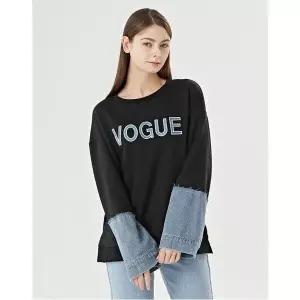 BNX보그 자수 데님 슬리브 배색 긴팔 티셔츠 BW1TS026L0 1022376