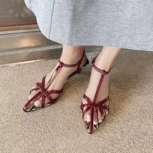 여친 신발 스트랩 진피 빅 샌들 통굽 펀칭 플랫 KS5