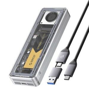 냉각 팬이 있는 ORICO 40Gbps M.2 NVMe SSD 인클로저, 도구 없는 설치 알루미늄 크리스탈 케이스, 2280 M2 솔리드 스테이트 드라이브 지원, Thunderbolt 3 /4 USB4 /3.2 /3.1 /3.0 호환