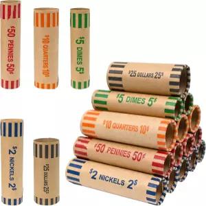 L LIKE 프리폼 코인 롤 포장지(60개 모둠) - 12쿼터 12페니 12니켈 12다임 12달러(60개)