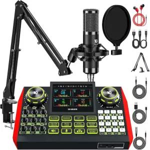 PC/Phone 라이브 스트리밍 노래 게임을 위한 3.5mm 콘덴서 마이크가 포함된 팟캐스트 장비 번들 사운드