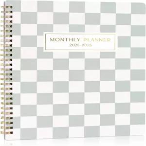 아름다운 체크무늬 2025-2026 월간 플래너 및 캘린더 북 - 생산성 향상을 위해 작업을 쉽게 정리할 수 있는