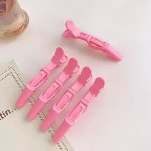 핑크 컬러 악어헤어 집게핀 5P 악어핀 악어집게핀