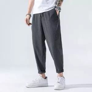 [JHMM3479_51HD]린넨 9부 남성 허리밴딩 데일리 일자팬츠 (29168843A)