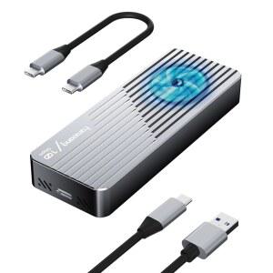 냉각 팬이 있는 판샹 SSD 인클로저, USB 3.2 2세대(10Gbps), M.2 NVME/SATA 어댑터/리더, M 및 B+M 키와 크기 2230/2242/2280 SSD, MD85 지원