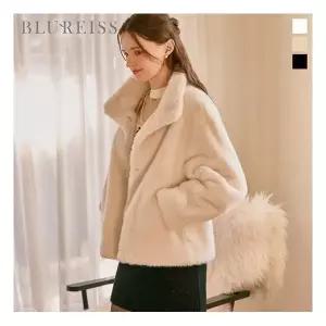 [블루레이스] 하이넥 아방소매 인조퍼 자켓_B5W1JK1071