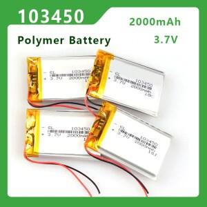 3.7V 2000mAh 103450 폴리머 리튬 충전식 배터리 MP5 장난감 카메라 GPS 블루투스 스피커 네비게이터 헤드