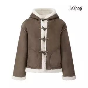 [르샵]후드 더플 버튼 무스탕 자켓 (DP4JK016A)