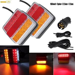X2 후방 견인 후미등  범용 브레이크 정지 표시기 램프  라이센스 번호판 방수 반사판  12V  10m 라인  7