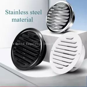 70-200mm 스테인레스 스틸 벤트 그릴 레인지 후드 배기 파이프 외벽 환기 블랙 라운드 커버