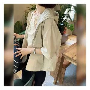 [이쁘다] 카즈라 5부 라이트 후드 집업 점퍼