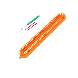 촘촘한 톱니 직사각형 뜨개질이 플라스틱 직조 세트 스카프 모자 만들기 도구 DIY 뜨개질 애호가를 위한 크로셰 후크와 바늘이 있는 수제 공예 키트 36cm(노란색)